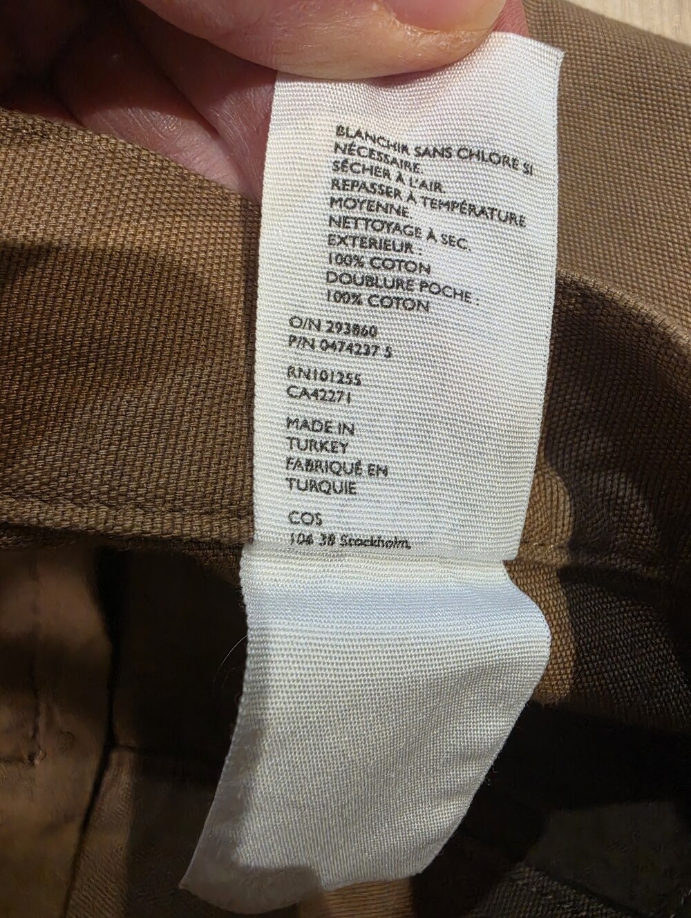 COS Brown Cotton Straight Leg Trousers Pants Minimalist Scandinavian Size 36 - Picture 8 of 8